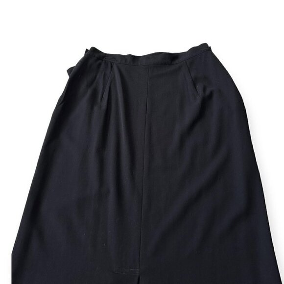 Vintage 90s, Y’s Yohji Yamamoto Dark Navy wool midi‎ skirt, Size L - Picture 9 of 13